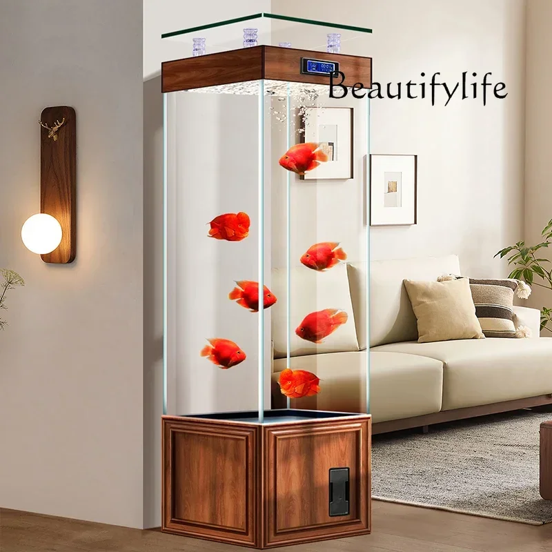 Jinjing супер белый стеклянный аквариум для гостиной небольшой домашний стоящий