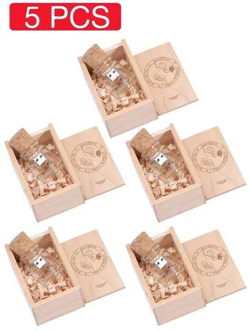 Флэш-накопитель JASTER, 5 шт./партия, USB 2,0, стеклянная флэш-карта в виде бутылки для дрифта, свадебный подарок, флэш-накопитель с пробкой, 32 ГБ, 64 ГБ, 128 ГБ