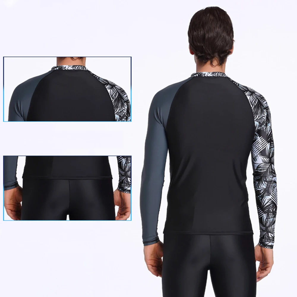 2022 new men's split long-sleeved beach snorkeling surfing suit T-shirt UV protection water sports swimming surfing suit T-shirt
