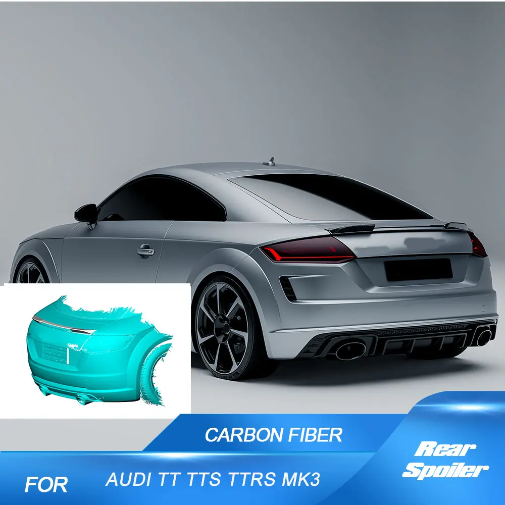 Фото Карбоновый задний спойлер-антикрыло для Audi TT MK3 TTS TTRS TT SLINE 2015-2023, накладка на багажник №1