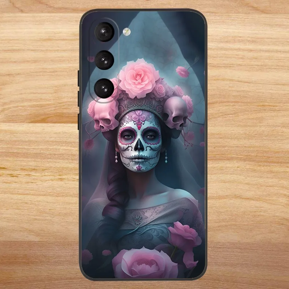 Чехол для телефона Mexican Catrina Skull Girl SamsungS24 S23 S22 S21 S20 Ultra Pro S10 S30Plus 20 Black Cover