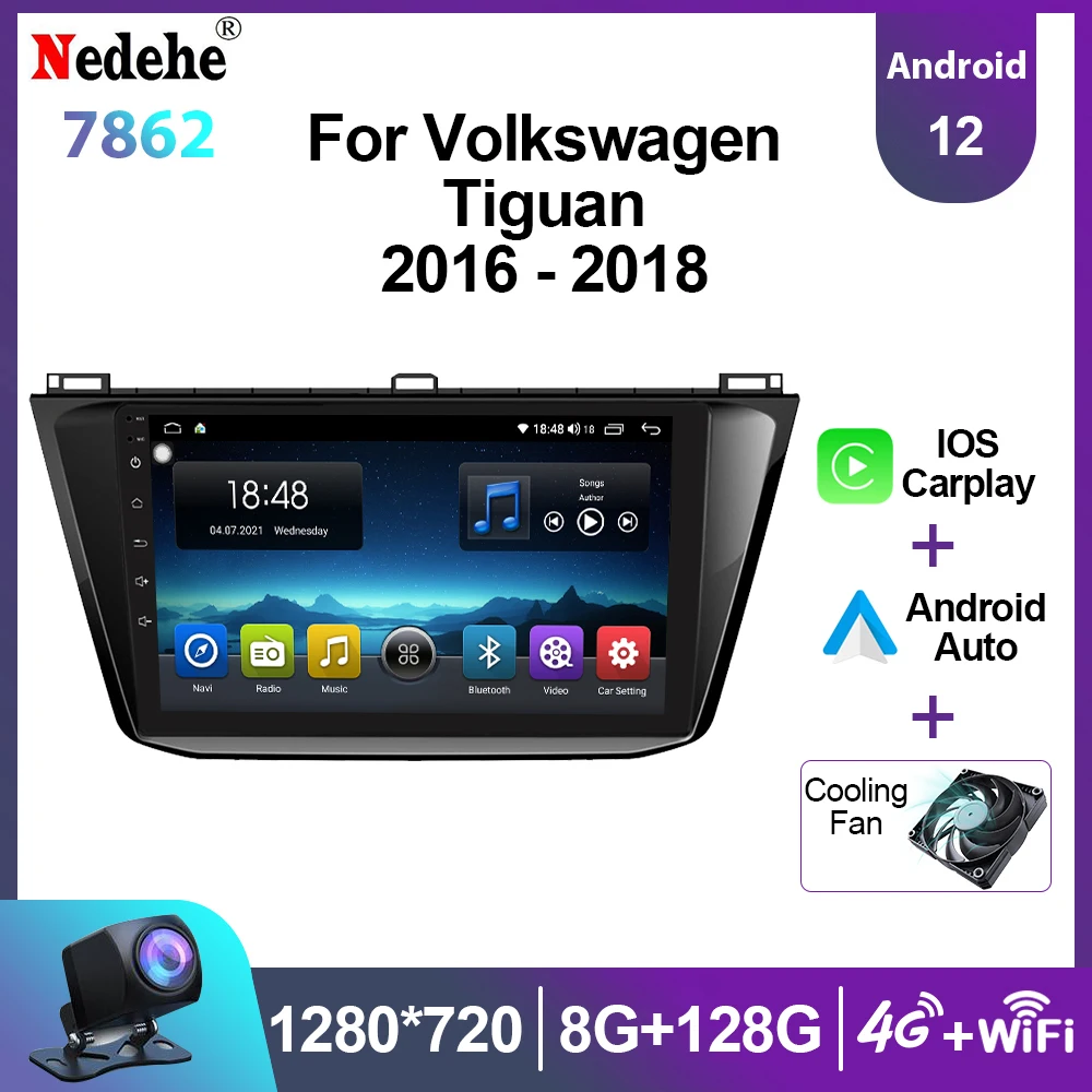 

Android 12 Car Radio Carplay Multimedia Player For VW Volkswagen Tiguan 2 Mk 2016-2018 Auto Stereo 8G+128G GPS Navigation DSP 4G