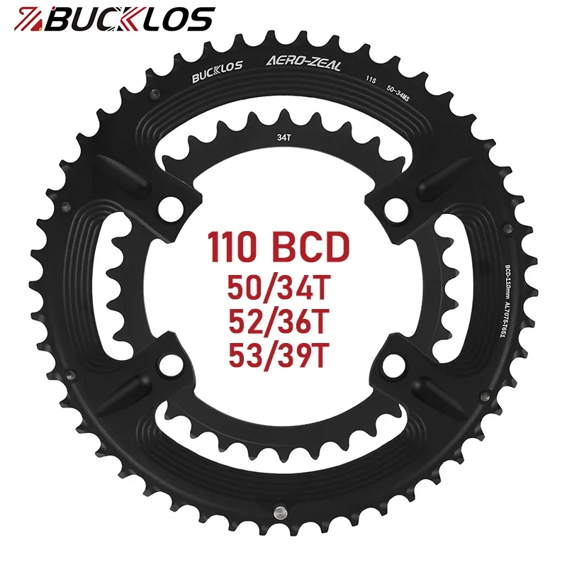 Фото Звездочка BUCKLOS 110BCD, двухскоростная звездочка для шоссейного велосипеда, 34/36/39/50/52/53T 110, звездочка для велосипеда BCD для R7000 R8000 R9000 №1