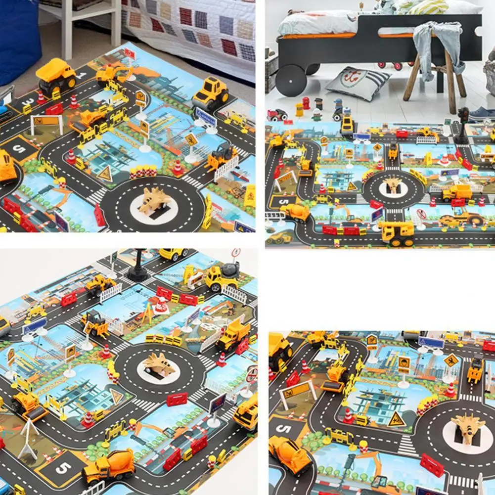 

Многочисленные аксессуары, полезный инженерный дорожный знак на английском языке, игрушечная карта из ткани, игрушка, творение мышления дл...