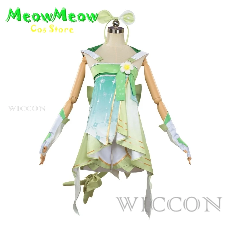 Wuthering волны Verina косплей костюм парик платье серьги перчатка для ног натуральные