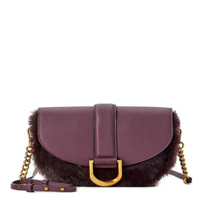 

Crossbody Saddle Bag with Faux Fur