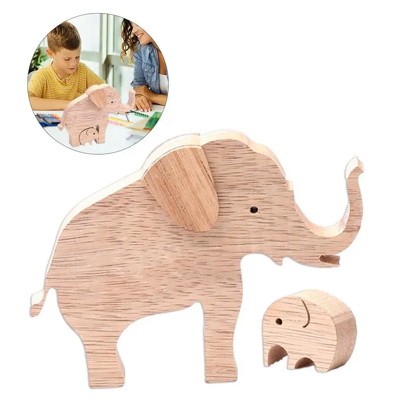 

Handmade Elephant Mother's Day Home Décor And Gift Elephant Mother And Child Wooden Parents And Child Figurine Mother's Day