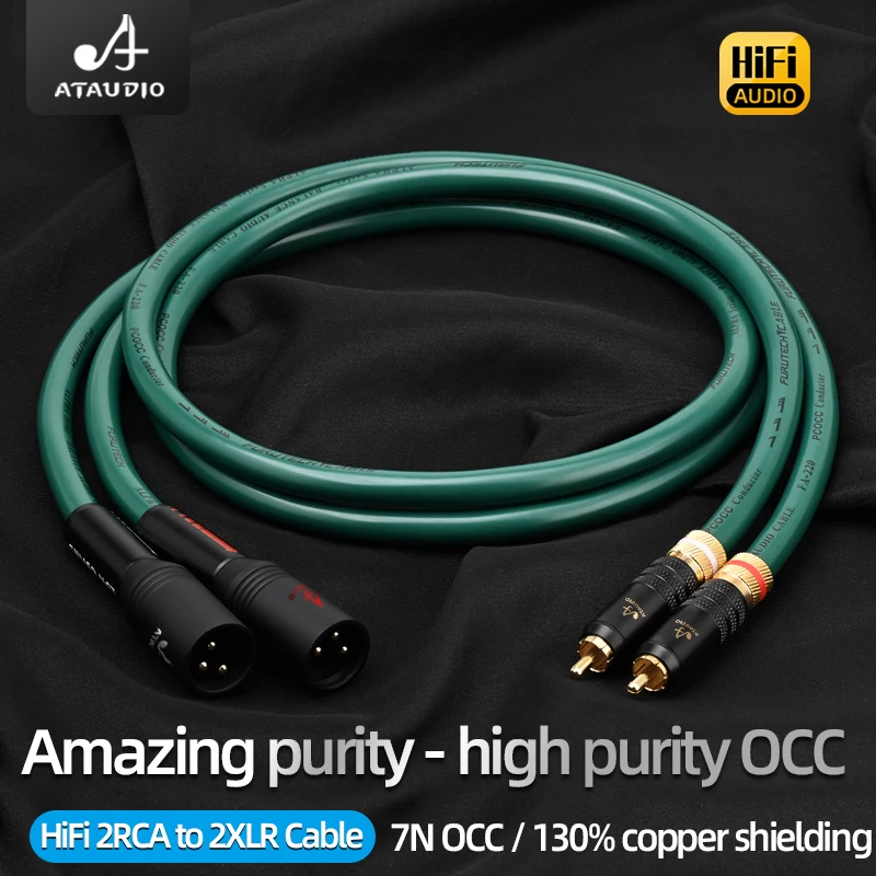 Фото Кабель ATAUDIO HiFi 2RCA на 2XLR, высококачественный, премиум-класса, 2-жильный, с экранированием, аудиокабель HiFi, соединительный кабель RCA-XLR №2