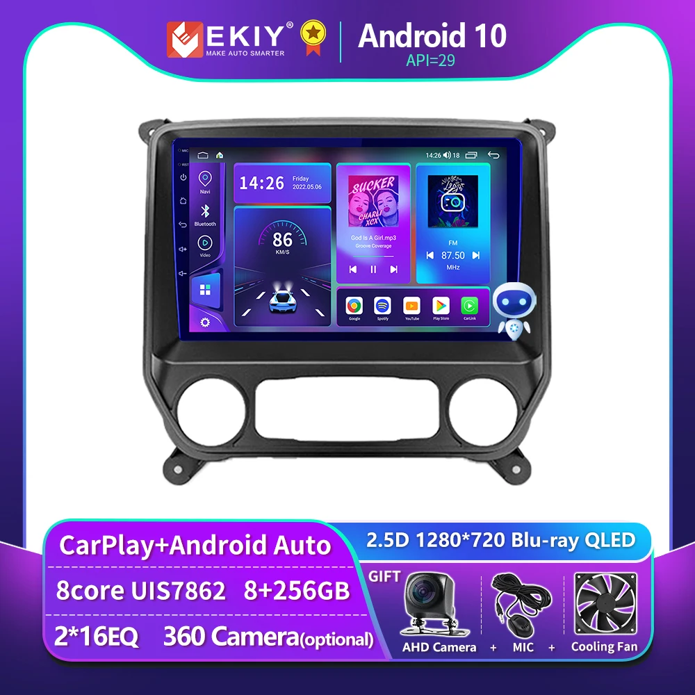 EKIY T900 для Chevrolet Silverado 3 GMTK2 2014 2015 2016 2017 2018 автомобильное радио Мультимедиа Android