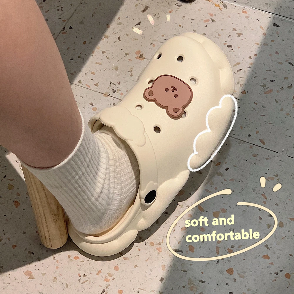 Новые Симпатичные сандалии Baotou с мультипликационным медведем для взрослых