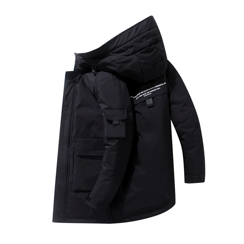 White goose down jacket 2021 winter new Korean version of the trend of young lovers tooling casual medium long down jacket coat