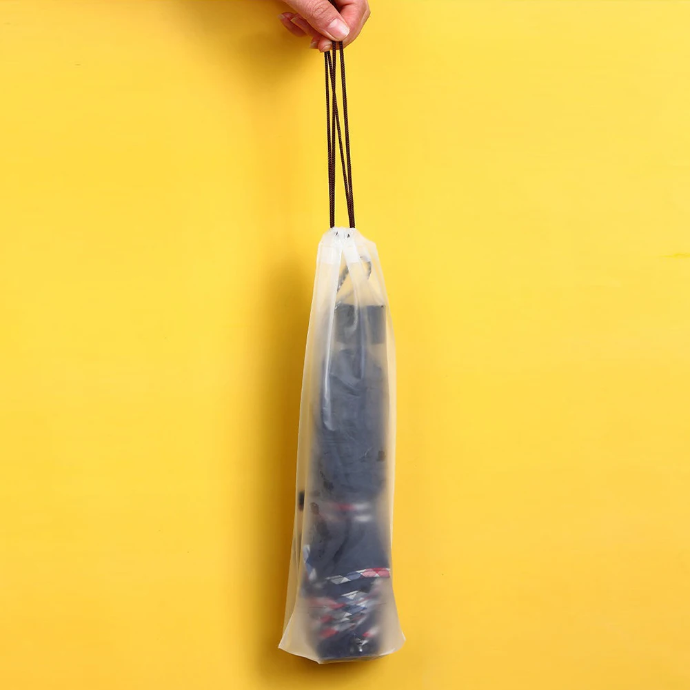 

Matte Translucent Plastic Bag Umbrella Storage Bag Reusable Portable Umbrella Drawstring Storage Cover Home Storage Organizer