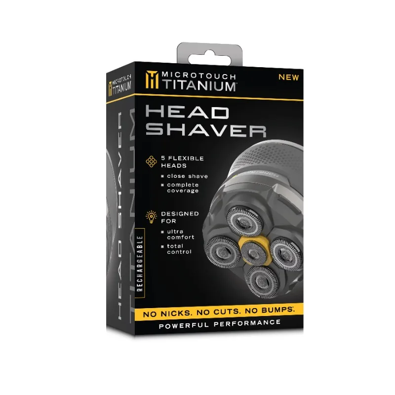 

Men's Titanium Head Shaver, 5 Flexible Heads, Ultra Comfort, Black
