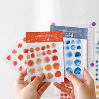 2pcspack watercolor polka dot sticker salt ins style label creative round seal pet paste hand stickers
