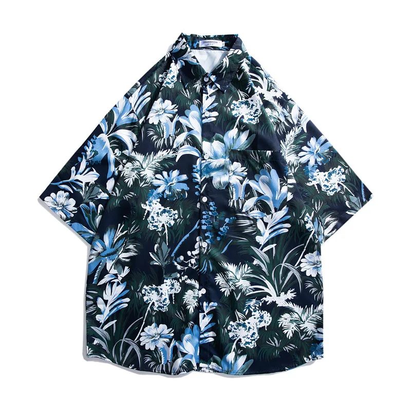 

Mens Hawaiian Shirt Quick Dry Tropical Floral Casual Short Sleeve Button Down Shirts Summer Vintage Print Beach Holiday Blouses