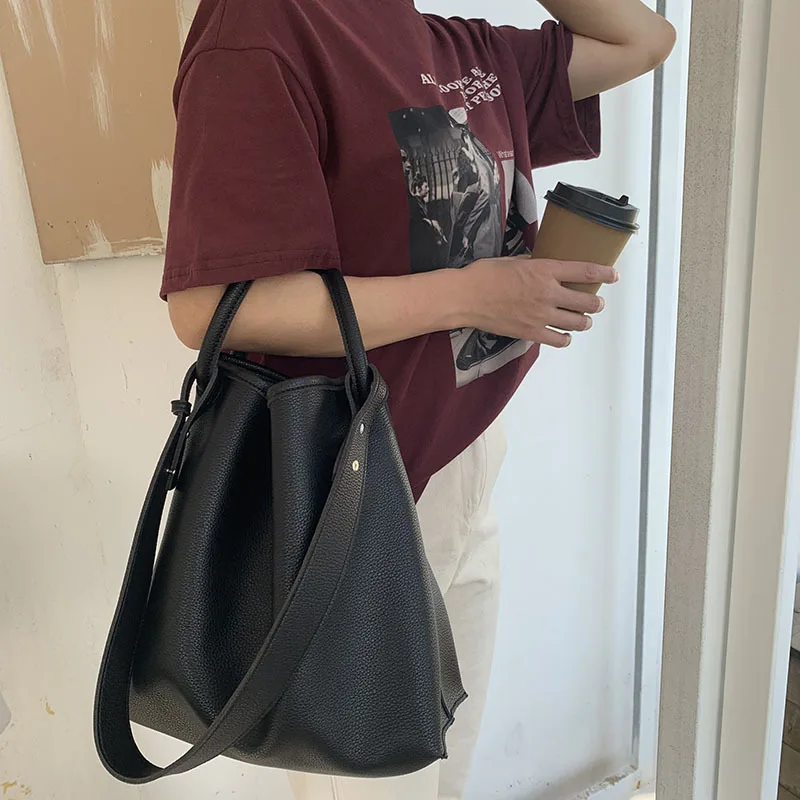 Персонализированная однотонная вместительная ручная сумка-ведро firmранчо в