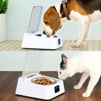 infrared induction automatic cat feeder smart food bowl for cat 350ml stainless steel raised bowl auto open close lid pet feeder
