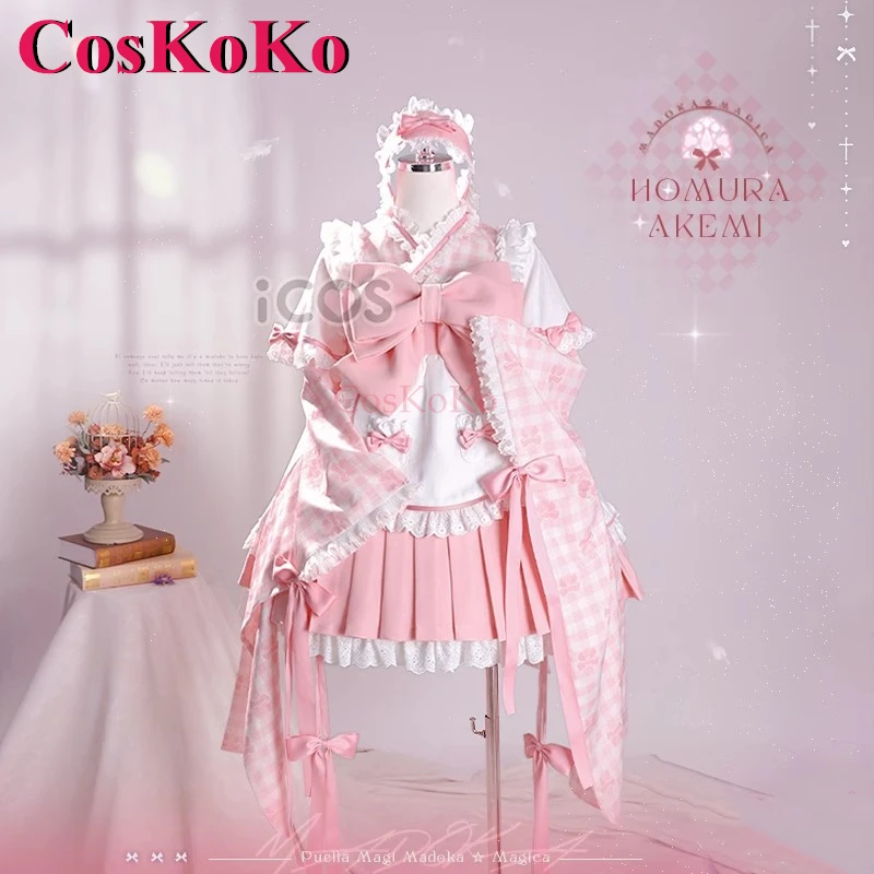 CosKoKo Kaname Madoka Косплей Puella Magi Magica Костюм Милое Элегантное Розовое Платье Горничной