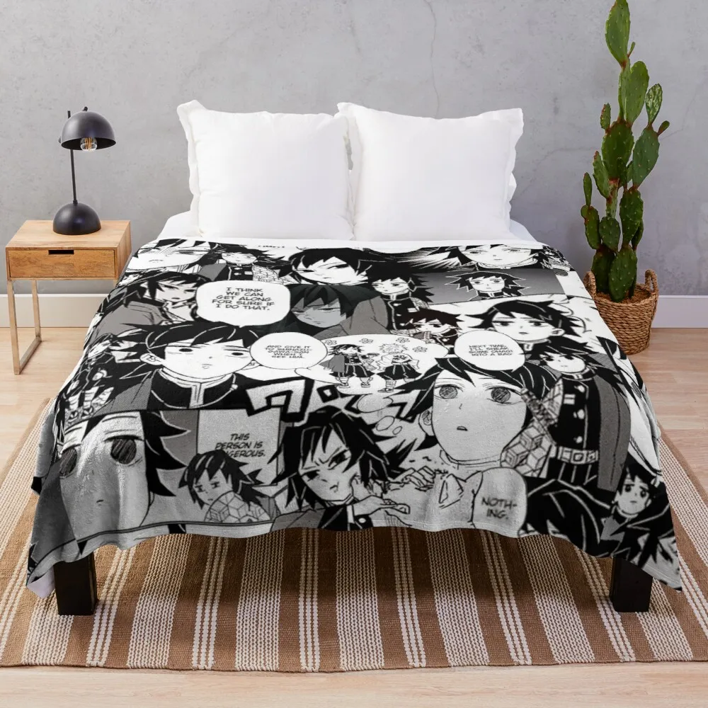 

Derp giyuu collage (demon slayer) lance cobertor personalizado cobertores tecido de pelúcia cobertor shaggy