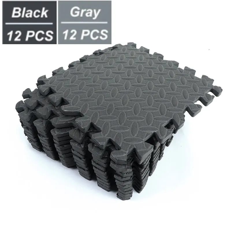 

12PCS 30*30cm Sports Protection Gym Mat EVA Leaf Grain Floor Mats Yoga Fitness Non-Slip Splicing Rugs Thicken Shock Room Workout