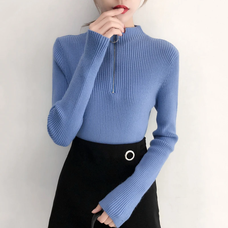 Fitaylor Женский вязаный свитер с высоким воротником тонкий пуловер длинным рукавом