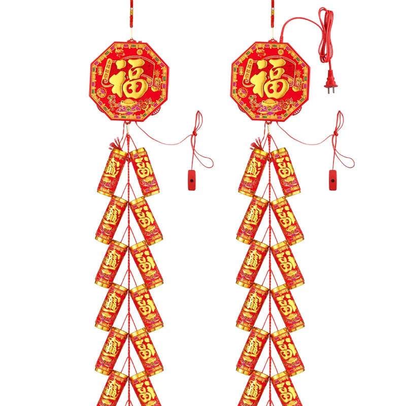 

Electric Firecrack With Real Firecracker Loud Voice Spring Festival Pendants Red Strings Chinese New Year Decorations Home Lucky