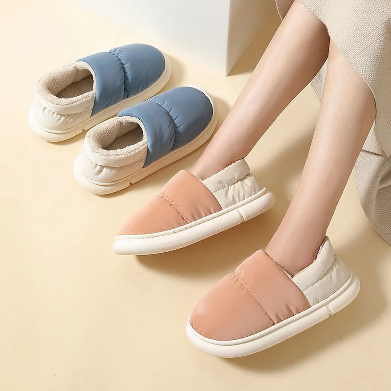 

Women's Plush Thickened Down Cotton Shoes, Home Heightening, Thick Soled, Outer Wearing Bag Heel, Casual Non Slip Men's Shoes