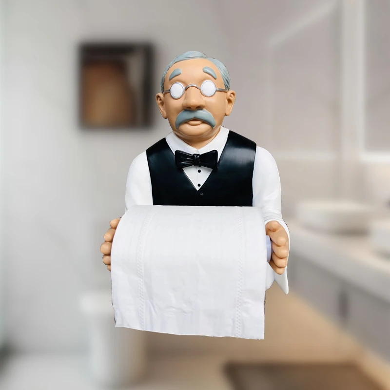 

Creative Old Housekeeper Model Resin Towel Toilet Tissue Holder Bathroom Accessories House Living Home Decoration