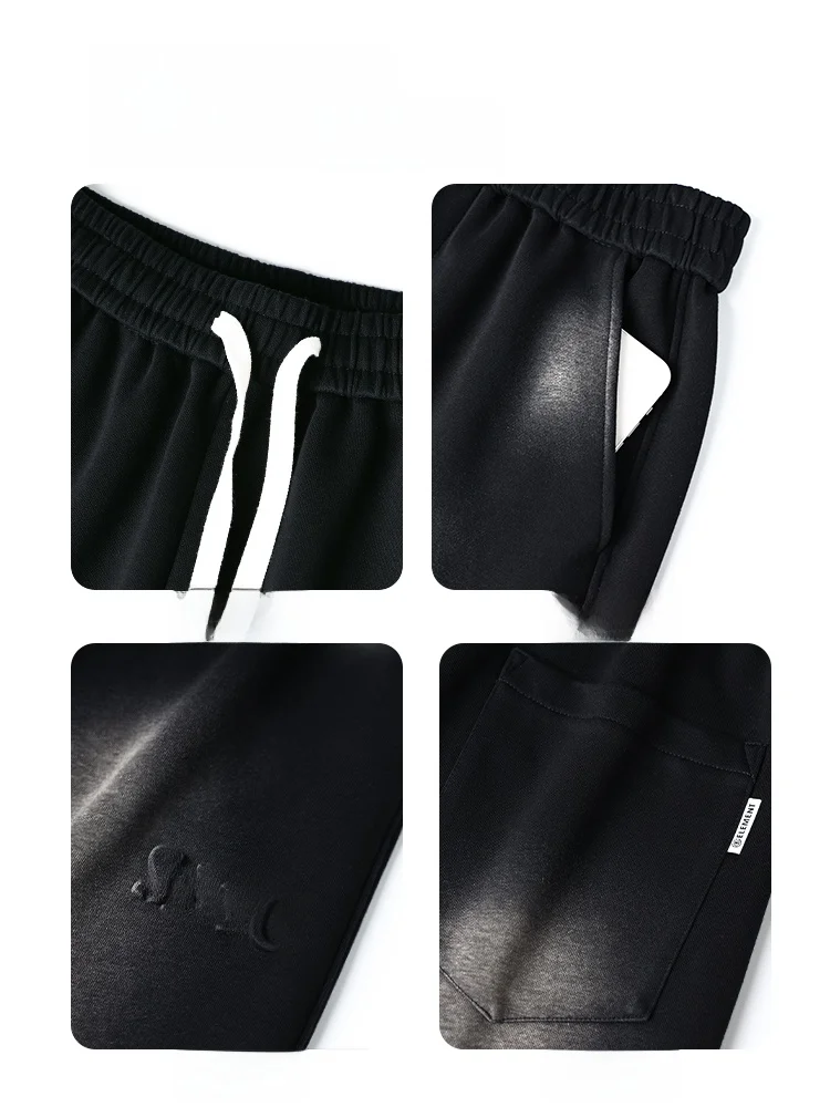 Спортивные штаны с изогнутым ножом на флисовой подкладке. Мужские осенние и