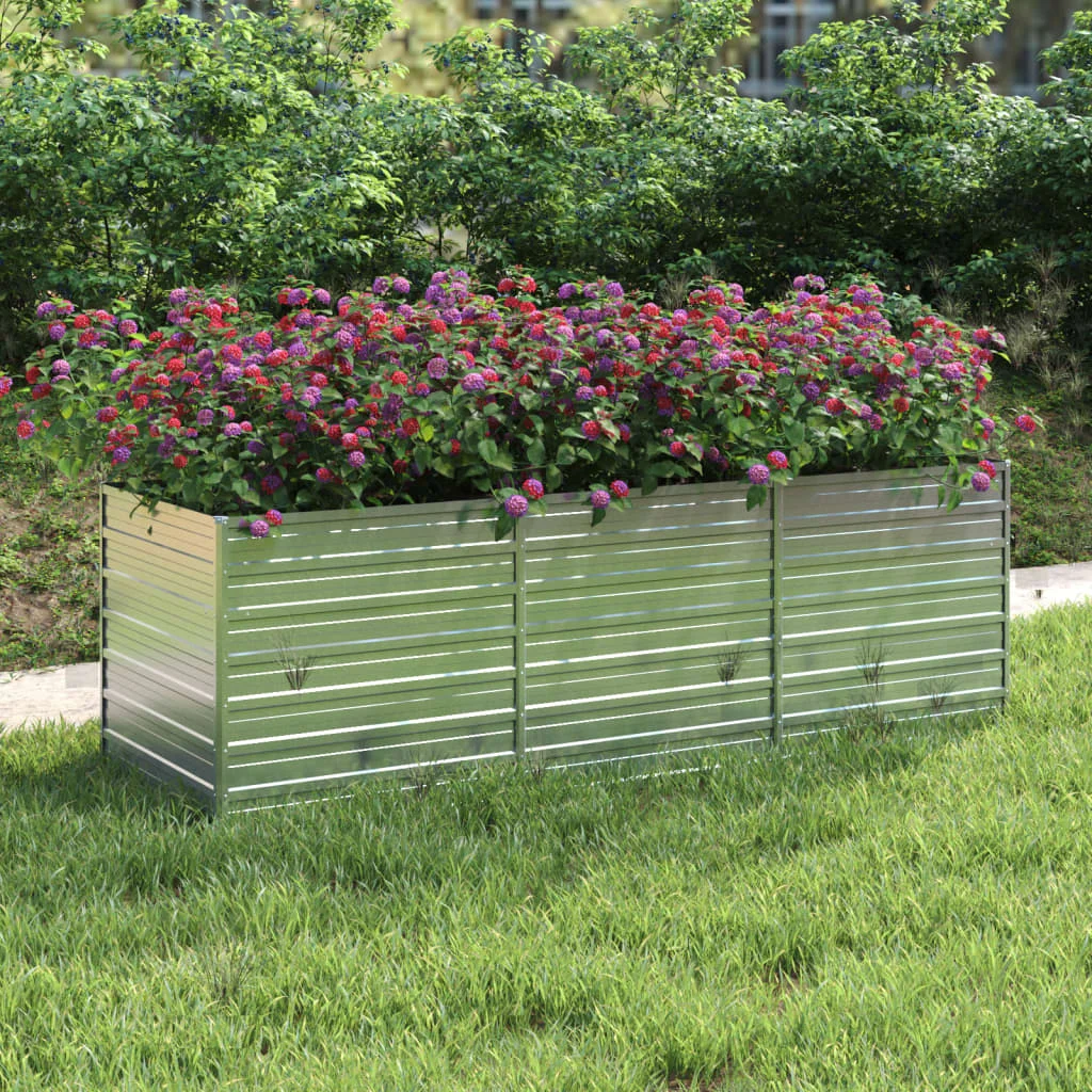 

Garden Raised Bed, Garden Planters, Patio Plant Pots 240x80x77 cm Galvanized Steel Silver
