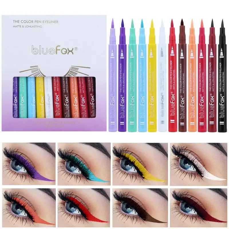 

12 Color Matte Eyeliner Kit Makeup Waterproof Colorful Neon Eye Liner Pen Eye Make Up Cosmetics Eyeliners Set For Party Daily