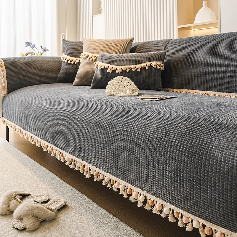 

Xmas Nordic Luxury Sofa Mat Winter Thick Plush Sofa Cushion Cover Pet Couch Cover Seat Covers for Couches Non Slip Sofa Cover