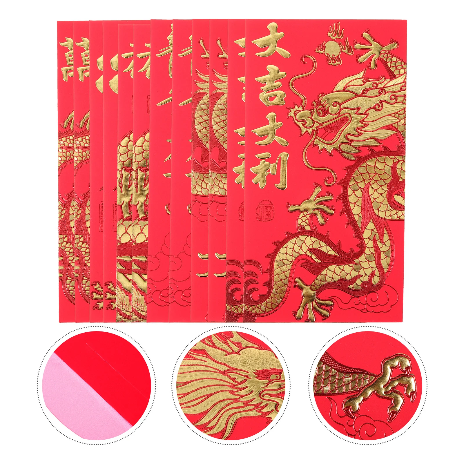 

30Pcs Zodiac Year of Dragon Envelopes Portable Red Packets Delicate Year Money Pouches