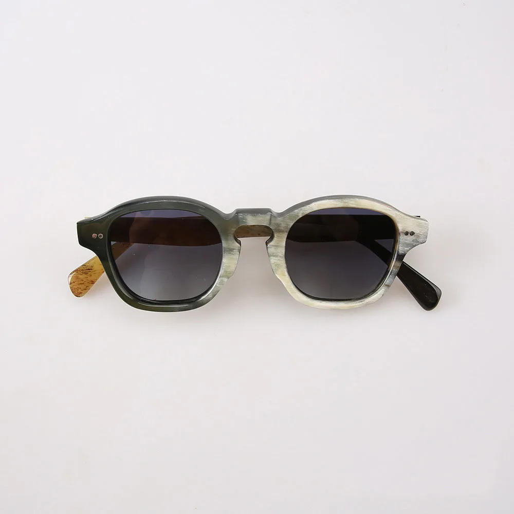 Фото Женские солнцезащитные очки, мужские уникальные винтажные квадратные ретро ручной работы, черные, белые, мужские солнцезащитные очки, поляризационные модные очки №1