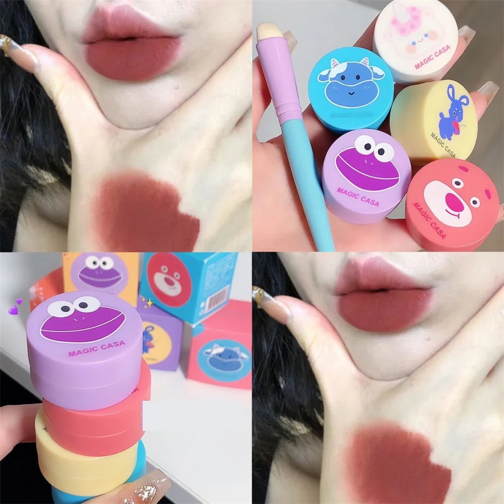 

5 Colors Canned Matte Velvet Lip Mud Lipstick Makeup Waterproof Moisturizing Non-stick Cup Lip Gloss Cosmetic Korean Makeup