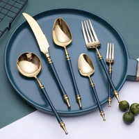 stainless steel cutlery set western roman column knife fork spoon coffee dessert spoon set kitchen hotel tableware supplies