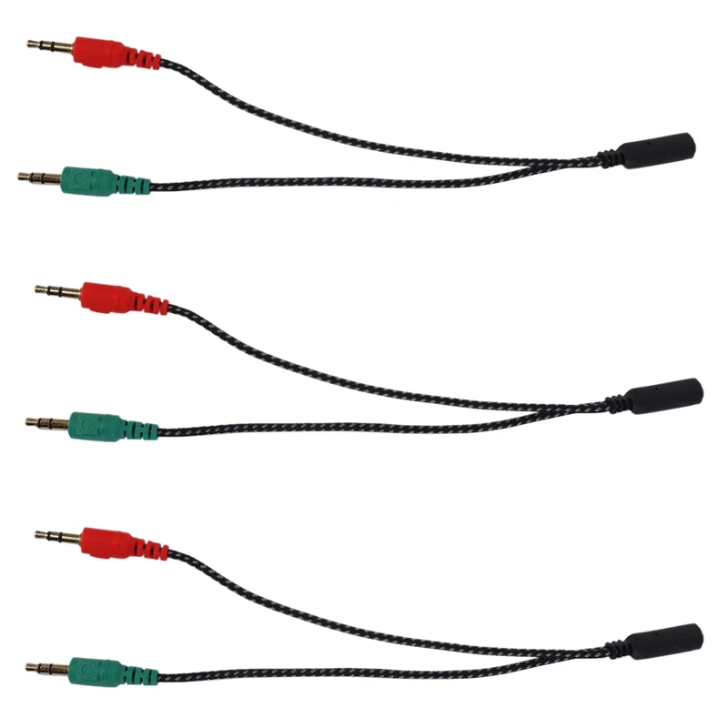 

3X Headphone Splitter For Computer, Earphone Adapter For PC Audio & Mic, 3.5Mm Female To Dual 3.5Mm Male