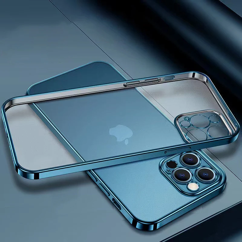 Мягкий прозрачный чехол с квадратным краем для iPhone 13 12 11 Pro Max Mini X XR 7 8 Plus SE 2020