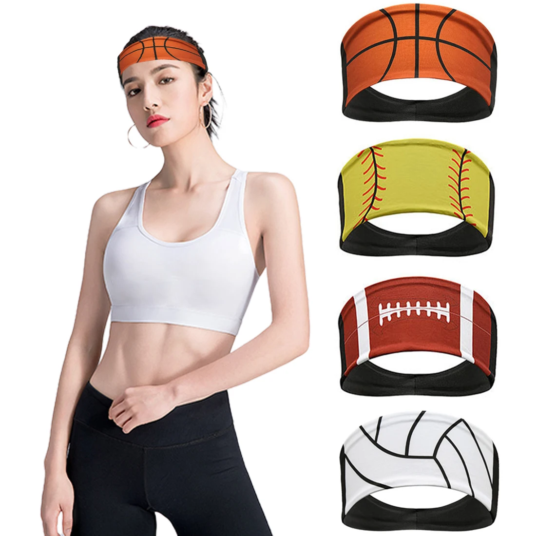 

Sport Sweatband Stretch Absorbent Sweat Headband Unisex Men Women Fitness Running Cycling Yoga Safety Hair Bands Hair Bandage