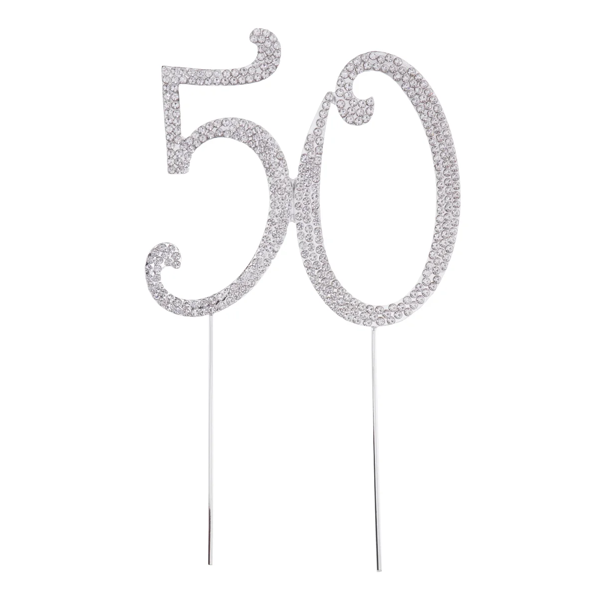 

50th Birthday Cupcake Pick Bling Sparkling 50 Cake Muffin Topper Cake Dessert Insert Photo Prop for Men Silver
