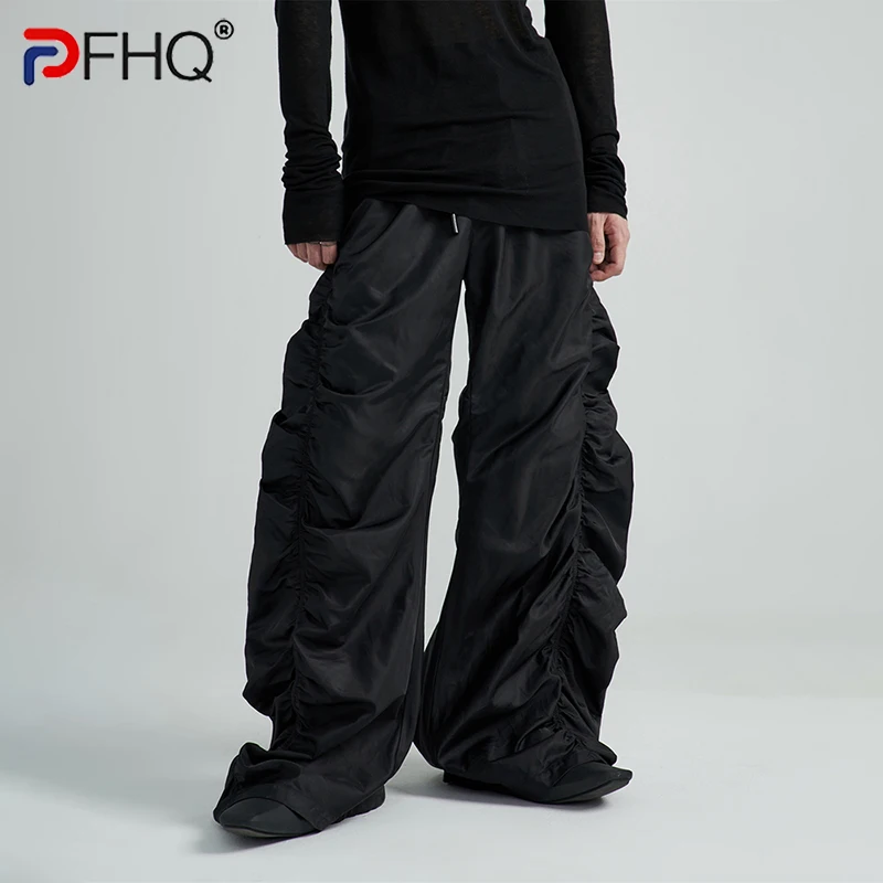 

PFHQ High Quality Original Niche Design Pleat Men's Casual Pants Vintage Baggy 2023 Wide Leg Spring Male Trousers Elegant Trendy
