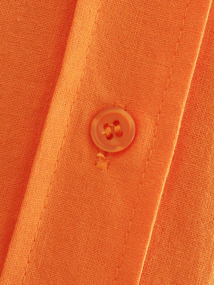 BBWM 2022 Новая женская летняя рубашка оверсайз Оранжевая универсальная однобортная