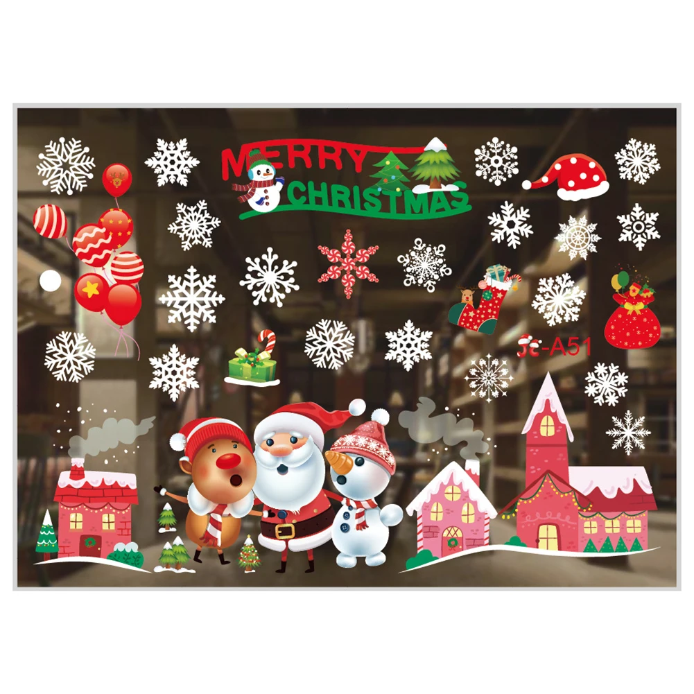 

Home Decoration Christmas Sticker Glass Stickers Christmas Colorful DIY Electrostatic PVC Remove New Year 2023