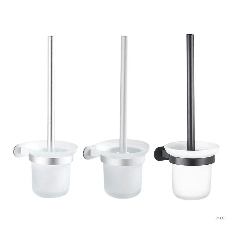 

Long Handle Cleaning Brush Wall Mount Cleaning Brush with Leak-proof Glass Base Compact Toilet Cleaner No Dead Corner