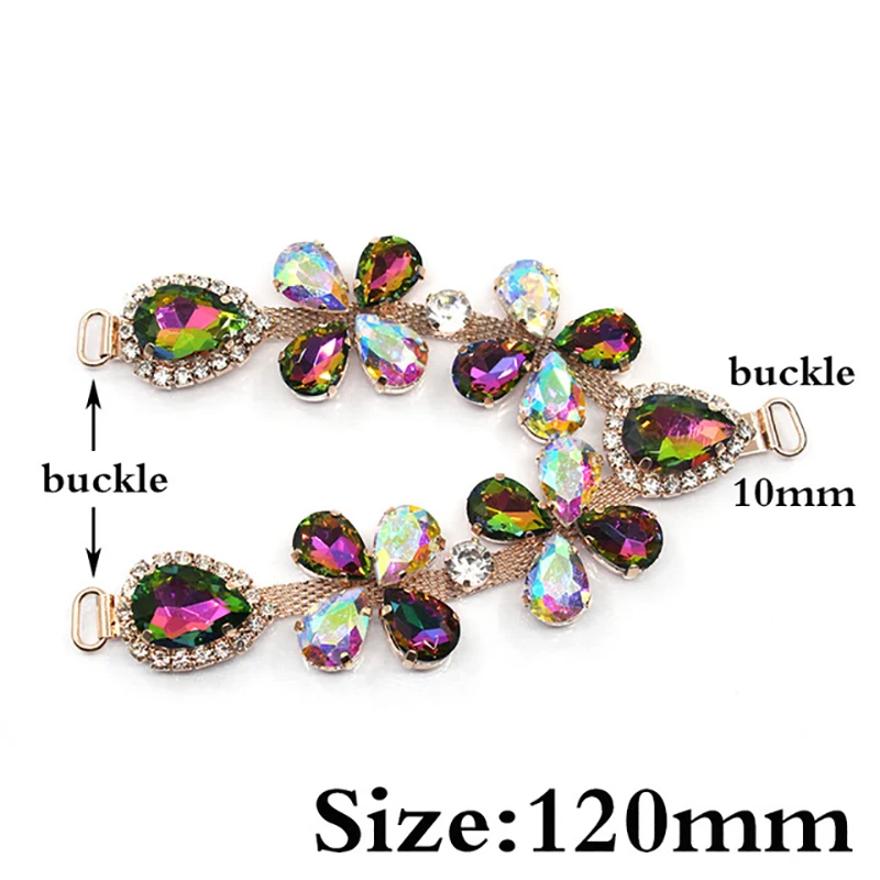 TYNUOMI Creative Two Tone Glass Crystal Rhinestone Bikini Connector Decorative Chain DIY Sewing Slippers Decorative Accessories  - buy with discount