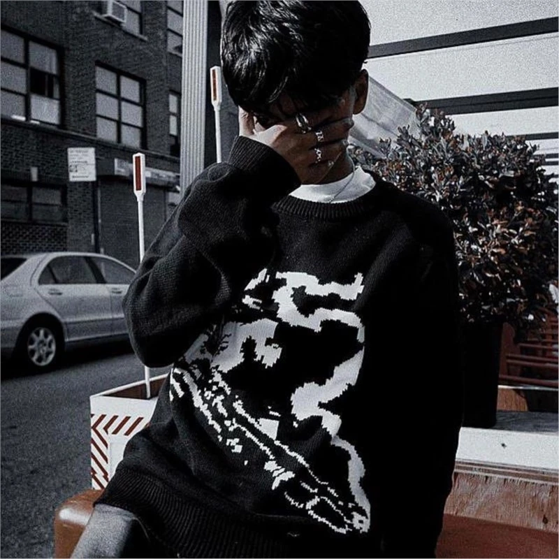 

winter street sweater gothic retro style pullover 90s sweater knit