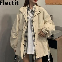 flectit cargo jackets women windbreaker jacket with flap pocket lightweight coat female outerwear