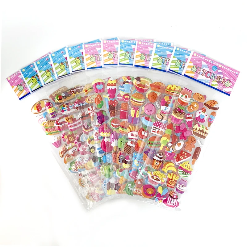 

12 Sheets/Set 3D Cute Cartoon Candy Cake Pattern Sticker for Children DIY Toys Scrapbook Decoration