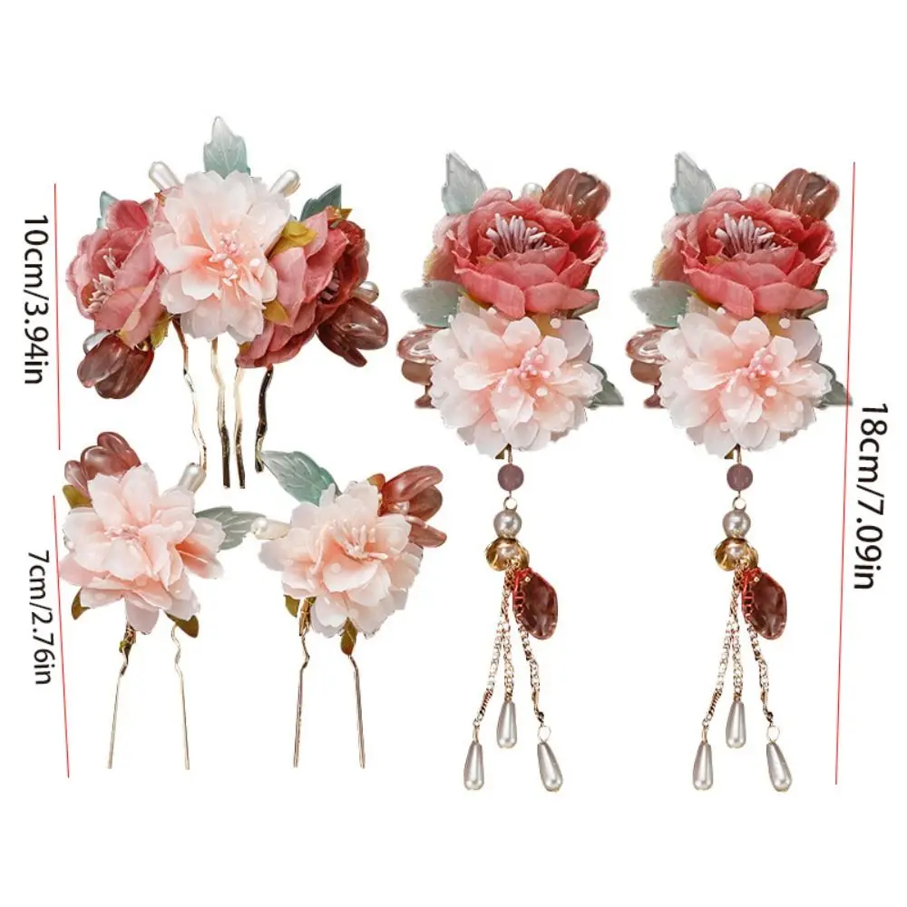 Набор заколок для волос в китайском стиле с кисточками серьги булочек палочка Hanfu