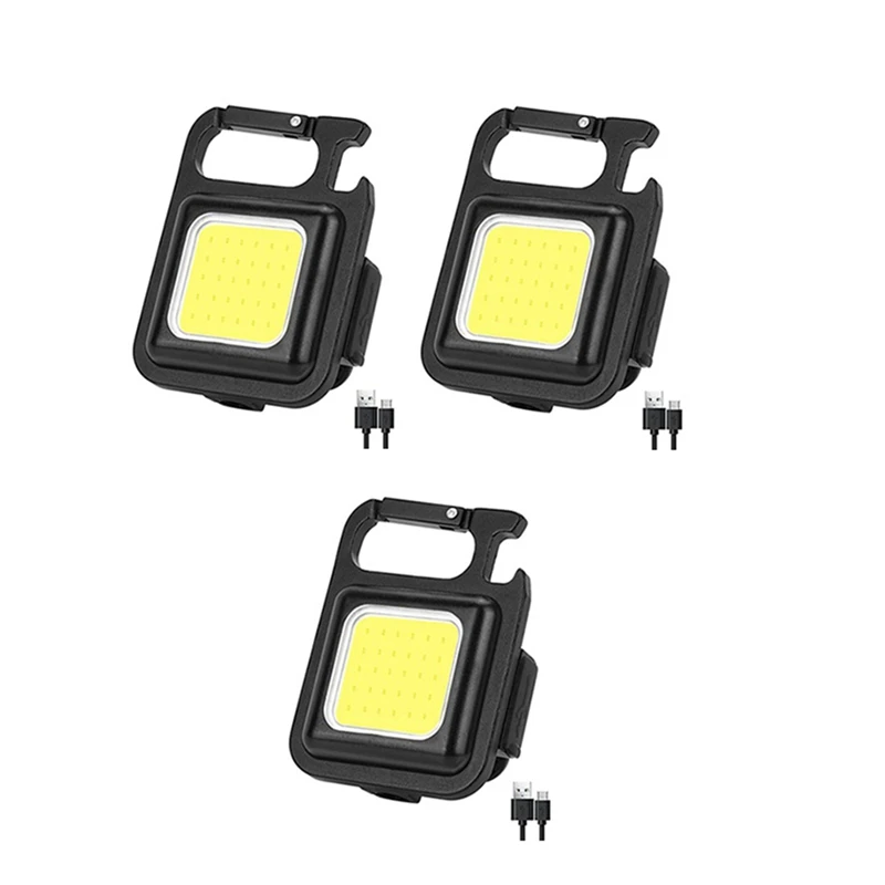 

3Pcs Mini LED Flashlight Portable USB Rechargeable Work Light Bright Keychain Light Small Pocket Flashlights For Outdoor